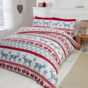 Image of Rapport Home Furnishings Rapport Home Scandi Duvet Set Red Super King