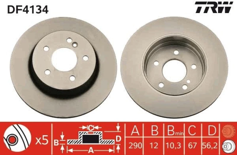 Image of TRW DF4134 Brake disc solid Brake Disc (82)