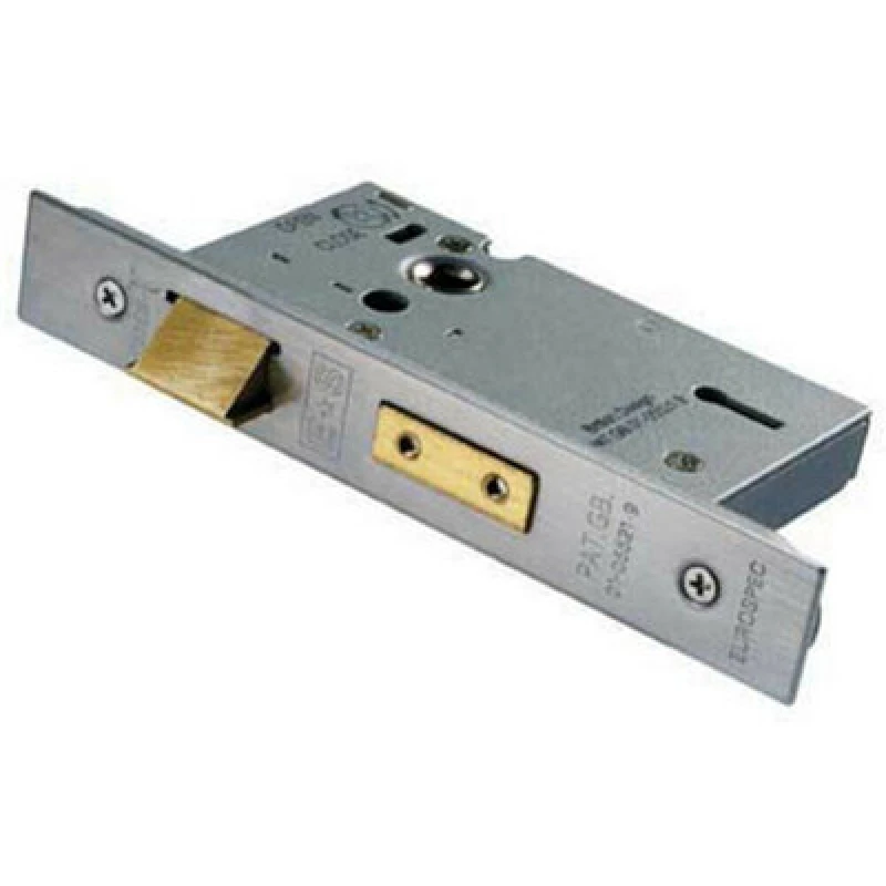 Image of Loops 64mm 3 Lever Sashlock Square Forend Satin Stainless Steel Door Latch Metallics unisex