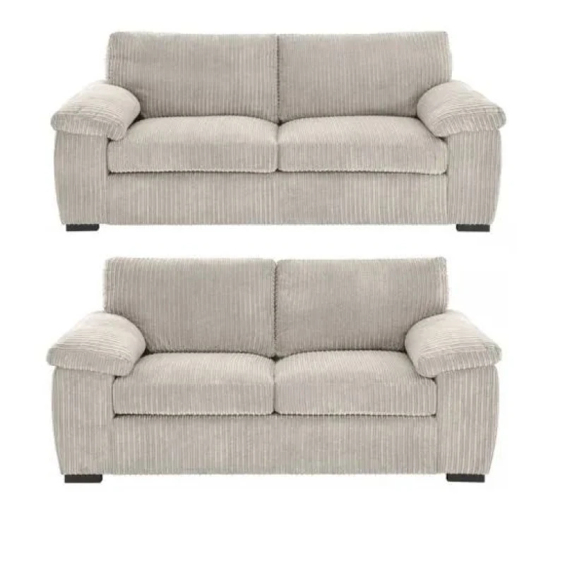 Image of LUXURY LIFE Collingdale Jumbo Cord Fabric Sofa Set Cream