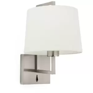 Image of Faro Lighting - Faro Frame Matt Nickel, Beige Shade Wall Lamp