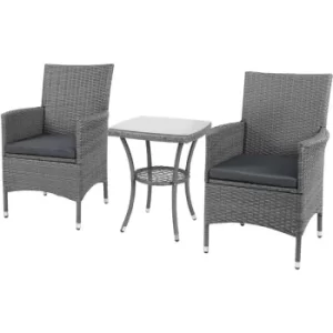 Image of Outsunny Rattan Bistro Set Garden Chair Table Patio Outdoor Cushion Conservatory