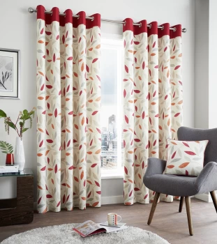 Image of Fusion Beechwood Lined Curtains - 168x183cm - Red.