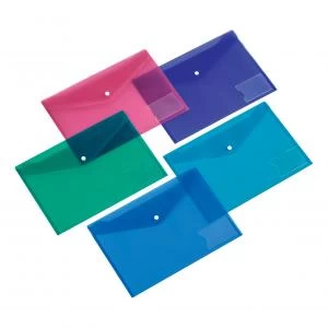 image of 5 Star Document Wallet A5 Assorted Colours Pack of 5