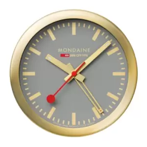 Image of Mondaine Gold-Tone Case Good Grey Table and Alarm Clock A997.MCAL.86SBG