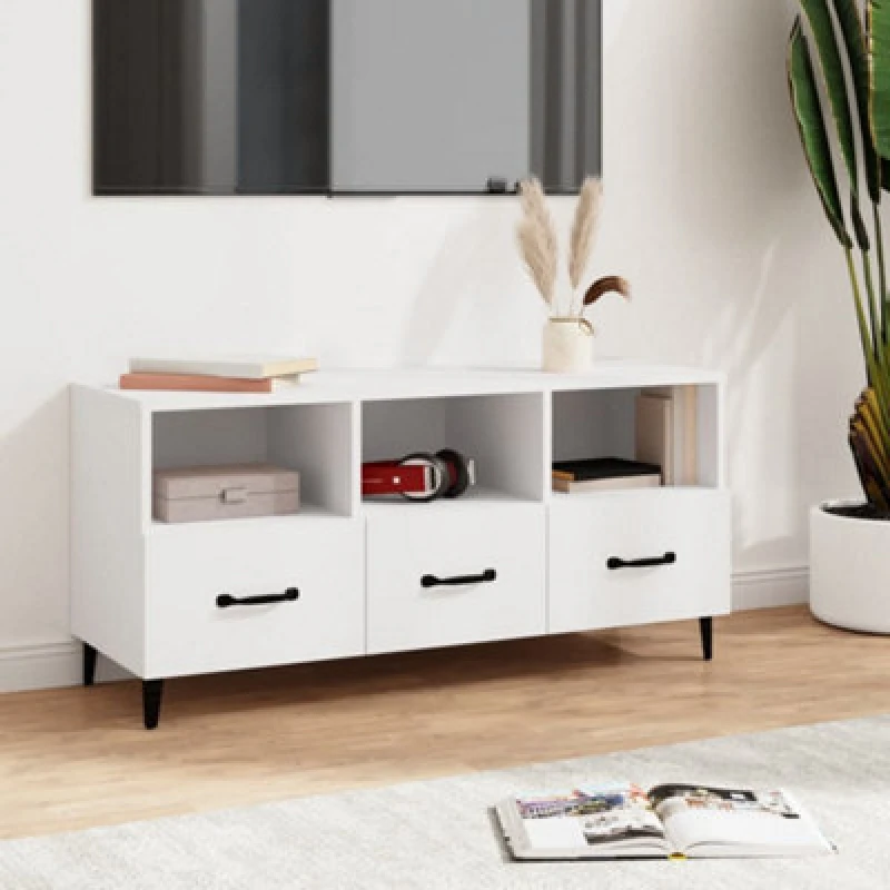 Image of Vidaxl TV Cabinet White 102X35X50 Cm Engineered Wood, White 812609