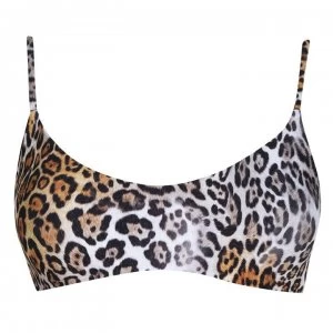 Guess Leopard Print Bikini Crop Top - Brown P1H6