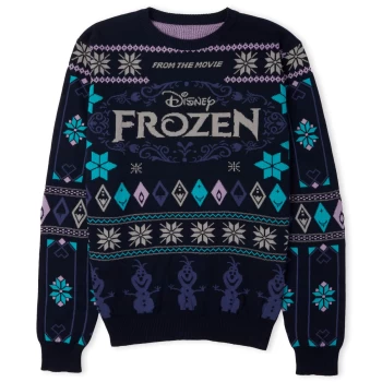 Image of Frozen Festive Knitted Jumper - Navy - L