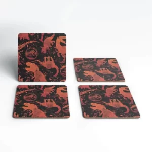 Image of Jurassic Park Dinosaur Pattern Coaster Set