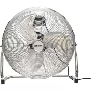 image of Schallen - Chrome Silver Metal High Velocity Cold Air Circulator Adjustable Floor Fan with 3 Speed Settings - Large 18'