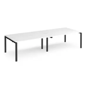 Image of Bench Desk 4 Person Rectangular Desks 2800mm White Tops With Black Frames 1200mm Depth Adapt