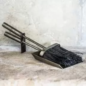 image of Ivyline Pewter Fireside Brush And Shovel 35Cm