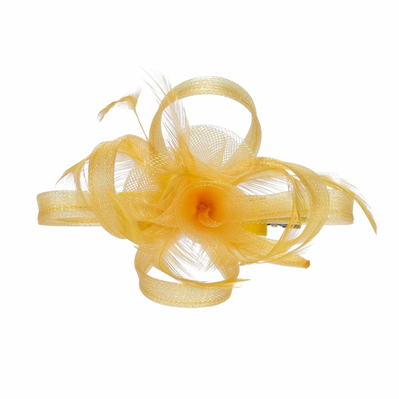 Image of Jon Richard Yellow Small Feather Fascinator Clip Yellow female