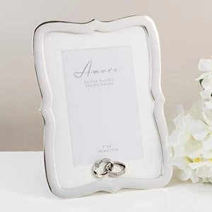 image of 4" x 6" - Amore By Juliana Silver Frame with Crystal Rings