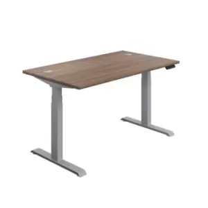 image of Economy Sit Stand Desk 1200 X 800 Dark Walnut-Silver