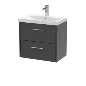 Hudson Reed Juno 600mm Wall Hung 2 Drawer Vanity & Thin-Edge Basin - Graphite Grey