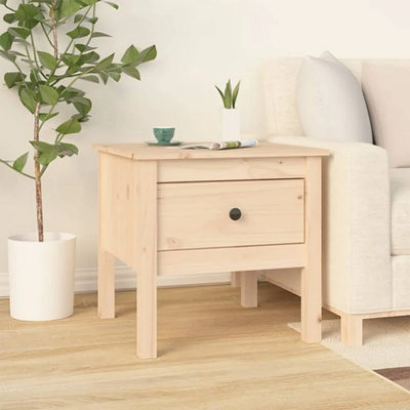 Image of Vidaxl Side Table 50X50X49cm Solid Wood Pine, Brown 813794