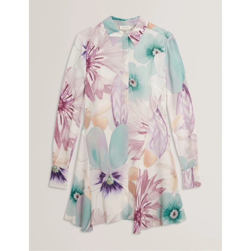 Image of Ted Baker Womens Mini Shirt Dress White female 8 (XS)