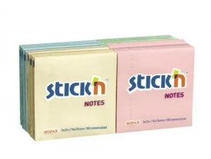 image of Value Stickn Sticky Notes 76x76mm Assorted Pastel 21328 (PK12)