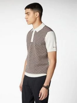 Image of Ben Sherman Retro Geo Polo Top - Ecru, Ecru Size M Men