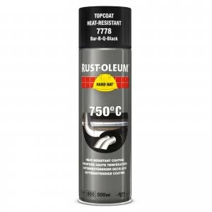 Image of Rust Oleum Hard Hat Heat Resistant Spray Paint Black 500ml