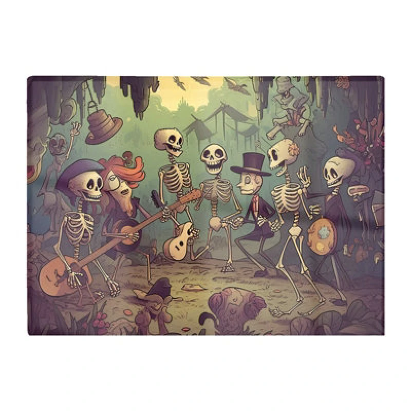 Image of Warren Reed Designer Cartoonish Skeletons Having A Party Glass Chopping Board