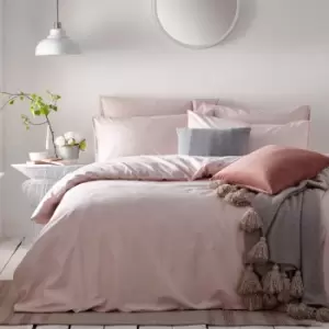 Image of The Linen Yard Claybourne Blush 100% Cotton Duvet Cover and Pillowcase Set Blush