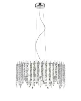 image of Belize 6 Light LED Chrome Crystal Pendant Ceiling Light