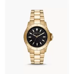 Image of Michael Kors Mens Everest Three-Hand Gold-Tone Stainless Steel Watch - Gold