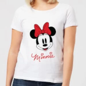 Disney Mickey Mouse Minnie Face Womens T-Shirt - White - XL