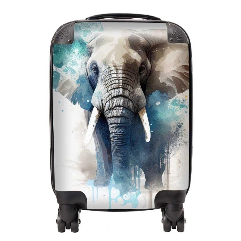 Image of Warren Reed - Designer Majestic Elephant Splashart Suitcase in Grey Size: Small Grey Unisex Small