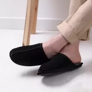 Image of totes Isotoner Real Suede Mens Mule Slippers Black