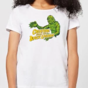 Image of Universal Monsters Creature From The Black Lagoon Crest Womens T-Shirt - White - 3XL