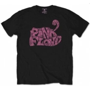 image of Pink Floyd Swirl Logo Black Mens T Shirt Size: X Large