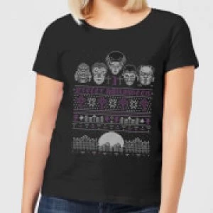 image of Universal Monsters I Prefer Halloween Womens T-Shirt - Black