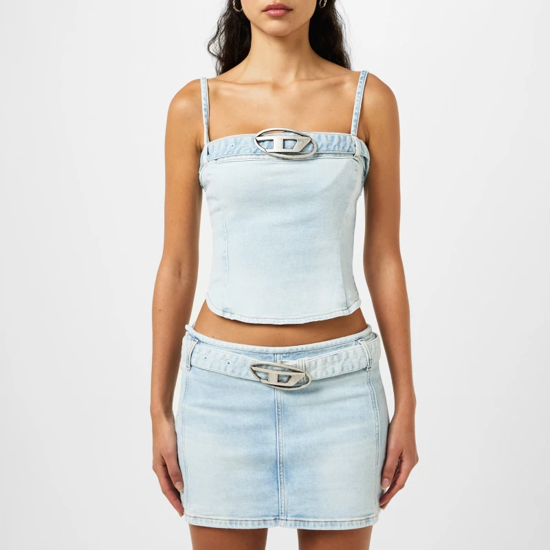 Image of Diesel Womens De Lucy Denim Tank Vest Blue female 8