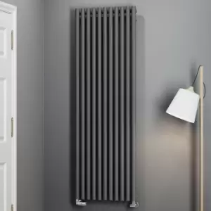 image of Grey Horizontal Designer Radiator Oval Column Central Heating Rads 1800 x 590mm - Grey