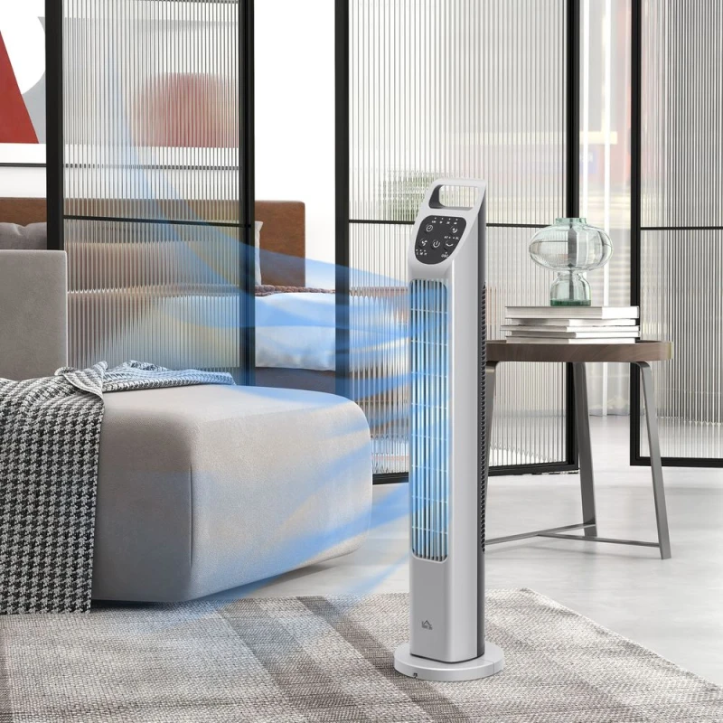 Image of HOMCOM Homcom 31'' Oscillating Tower Fan with Remote Control, 4H Timer, 3 Speed 3 Modes, Quiet Electric Floor Standing Fan for Home Bedroom Office Sil