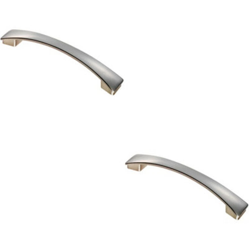 Image of Loops 2x Curved Bow Pull Handle 183 x 26mm 160mm Fixing Centres Satin Nickel Metallics unisex