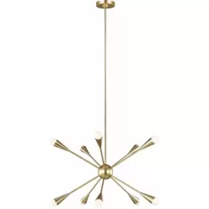 image of 10 Bulb Chandelier Hanging Pendant LIght Burnished Brass LED G9 3.5W Bulb