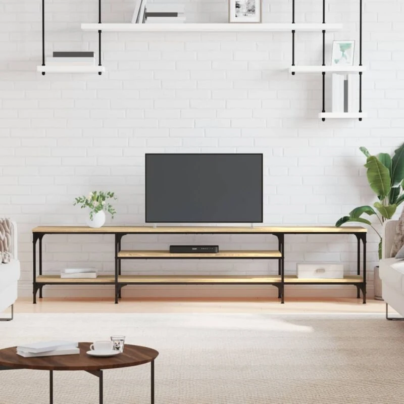 Image of Vidaxl TV Cabinet Sonoma Oak 201X35X45cm Engineered Wood&iron, Brown 831814