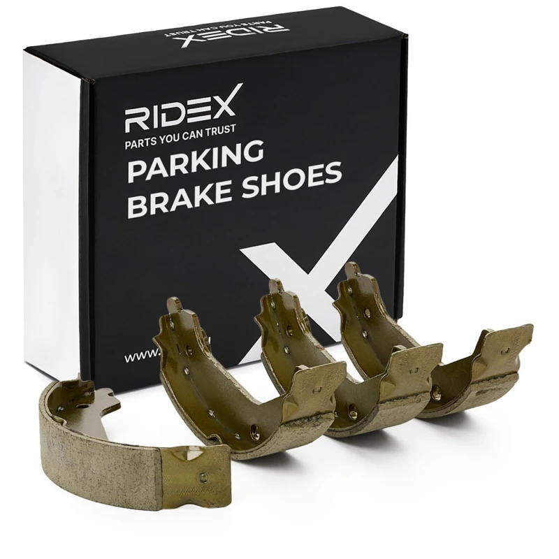 Image of RIDEX 1419B0017 Handbrake Shoes Rear Axle Brake Shoe Set,parking brake (1419)
