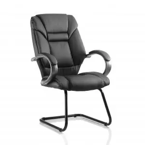 Image of Galloway Cantilever Chair Black Leather With Arms BR000177 62290DY
