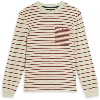 Image of Ted Baker Koncall Ls Striped Lightweight Sweat - WHITE-GREY