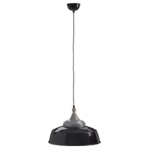 image of Premier Housewares Oslo Large Pendant Light in Iron/Wood - Black