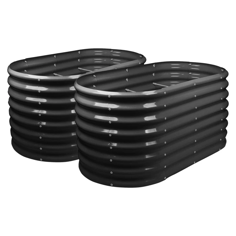 Image of Harbour Housewares Rounded Raised Garden Beds - 120cm x 60cm x 60cm - Pack of 2 in Black Size: 120cm x 60cm x 60cm Black Unisex 120cm x 60cm x