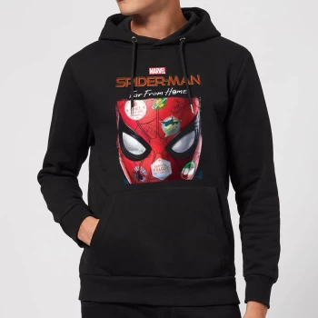 Image of Spider-Man Far From Home Stickers Mask Hoodie - Black - S