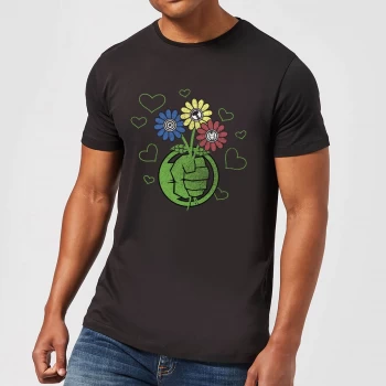 Image of Marvel Avengers Hulk Flower Fist T-Shirt - Black - 3XL - Black