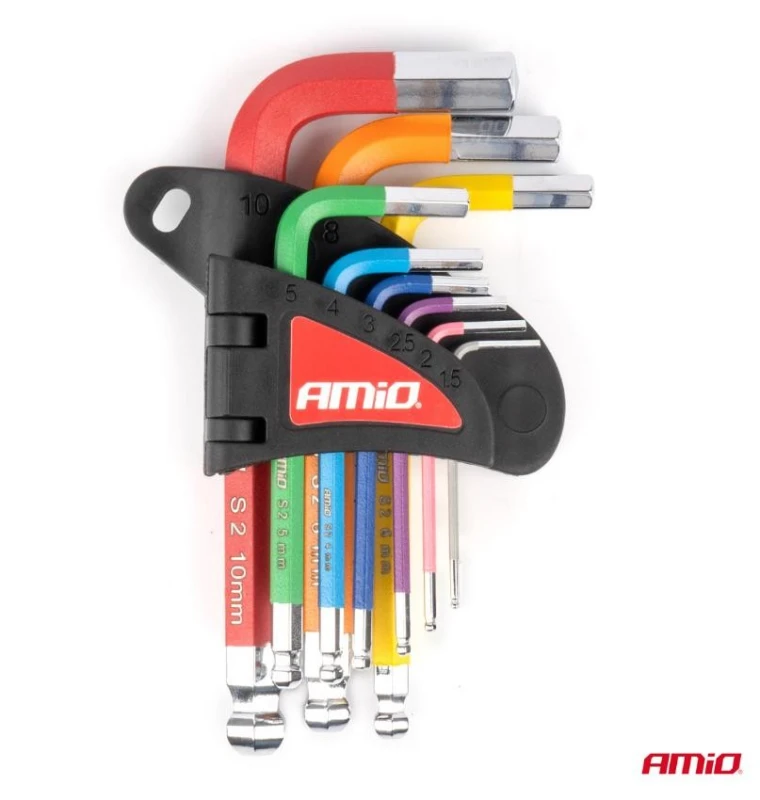 Image of AMiO 04298 Angled Screwdriver Set Number of tools: 9, Spanner Size: 1,5-10, Tool Steel Tool Steel Angled Screwdriver Set (6627)