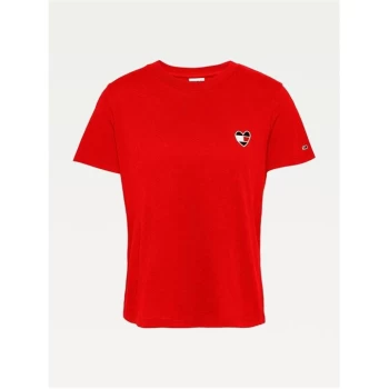 Image of Tommy Jeans Regular Heart T Shirt - DEEP CRMSN XNL